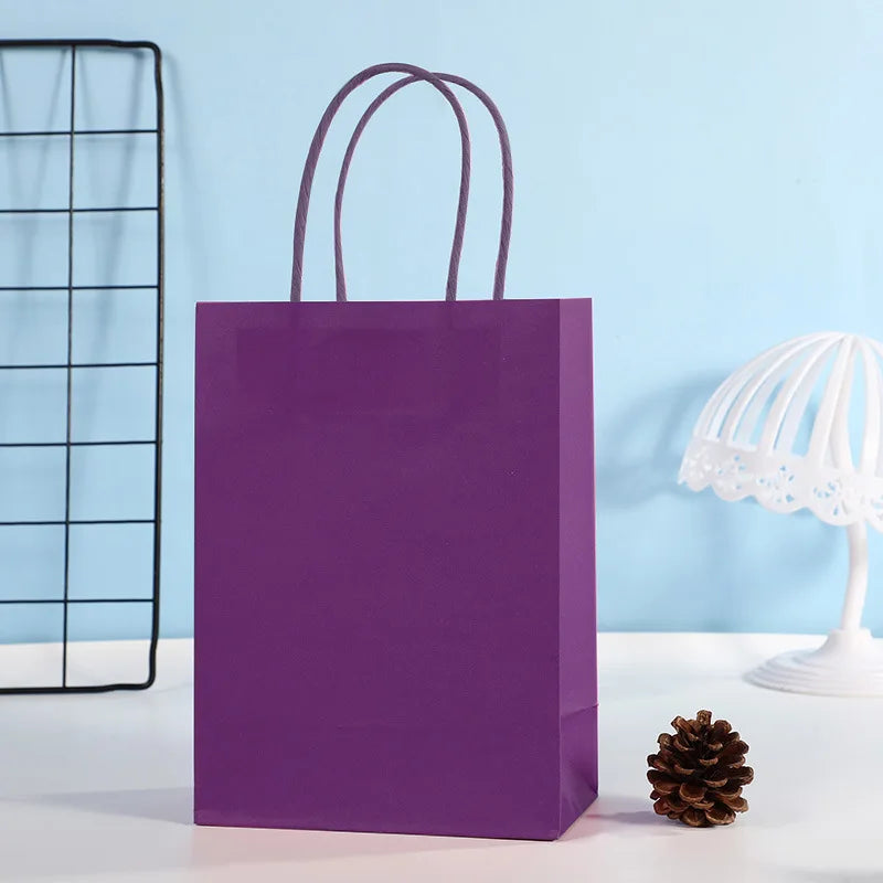 10pcs Candy Colorful Kraft Paper Gift Bag Wedding Party Decoration Gift Shopping Bags DIY Bag Festive Christmas Supplies