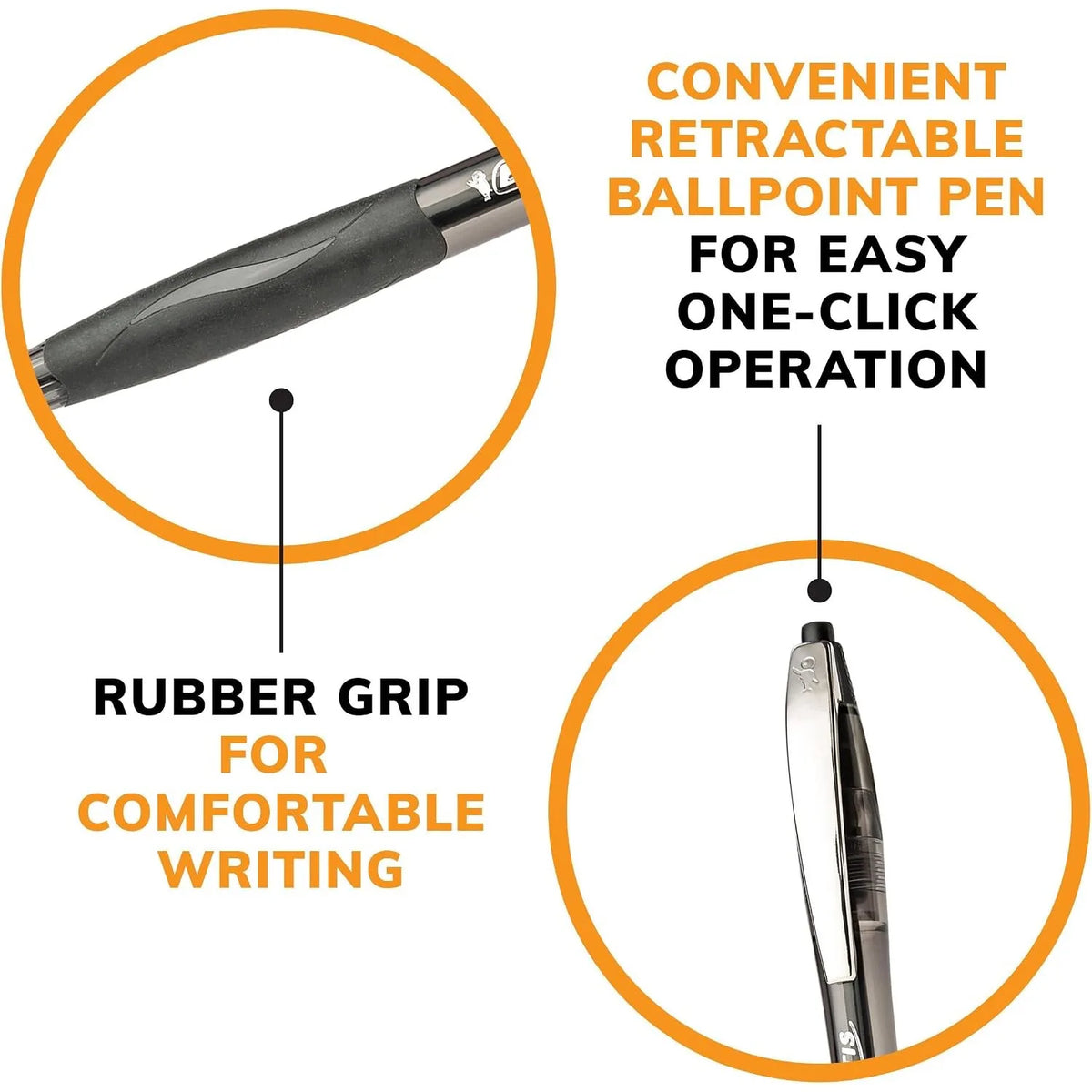 Glide Black Retractable Ballpoint Pens, 1.0mm Medium Point, 4-Count