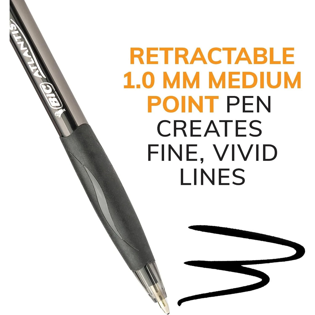 Glide Black Retractable Ballpoint Pens, 1.0mm Medium Point, 4-Count