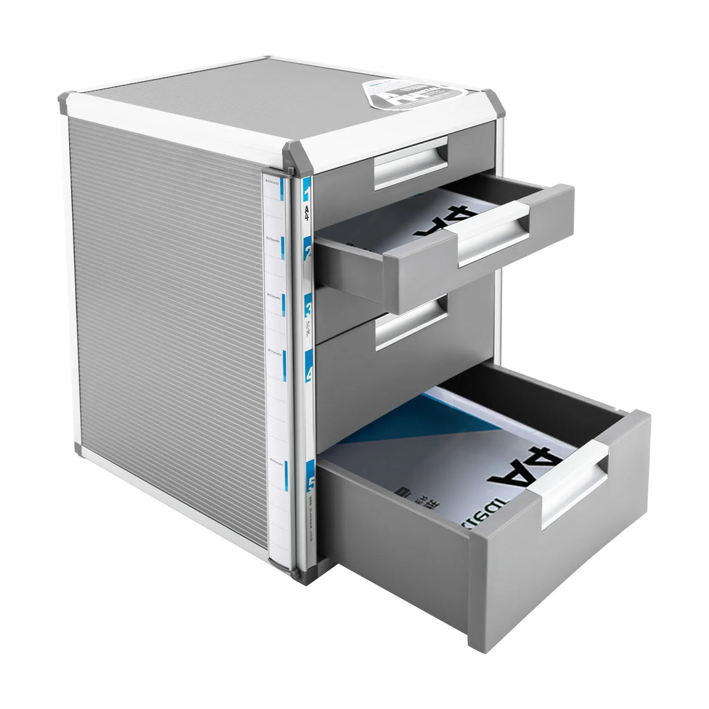 Lockable 5-Drawer File Organizer with Key A4 Document Storage Cabinet for Office Desk Secure Metal File Box for Home School