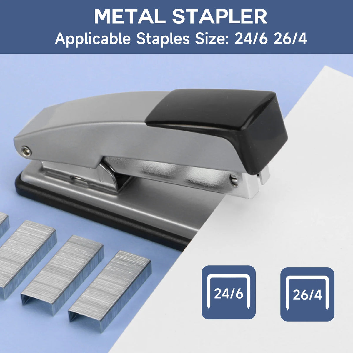 EAGLE Metal Stapler 20 Sheet Capacity Includes 1000 Staples for Temporary/Permanent Binding, Anti-Jam with Non-Skid Base