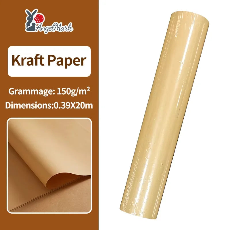 20M Light Yellow Kraft Paper Roll Painting Art DIY Craft Packaging Wedding Bouquets Gift Boxes Office 80g /120g/ 150g 0.39 X 20m