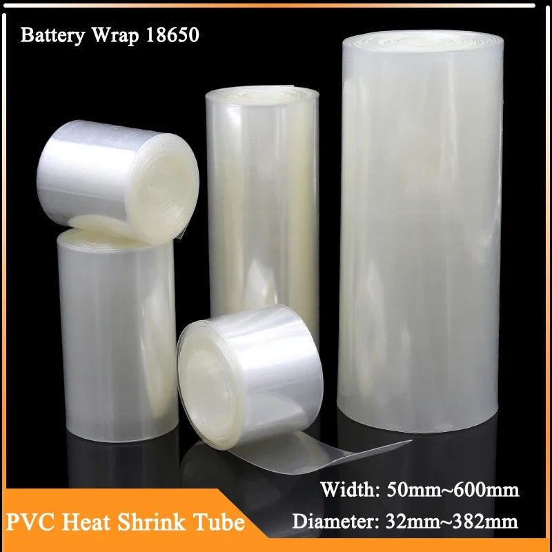 2/5/10M Clear PVC Heat Shrink Tubing Width 50mm ~ 500mm Insulation Film Wrap Lithium Case Cable Sleeving Shrinkable Heat Tube