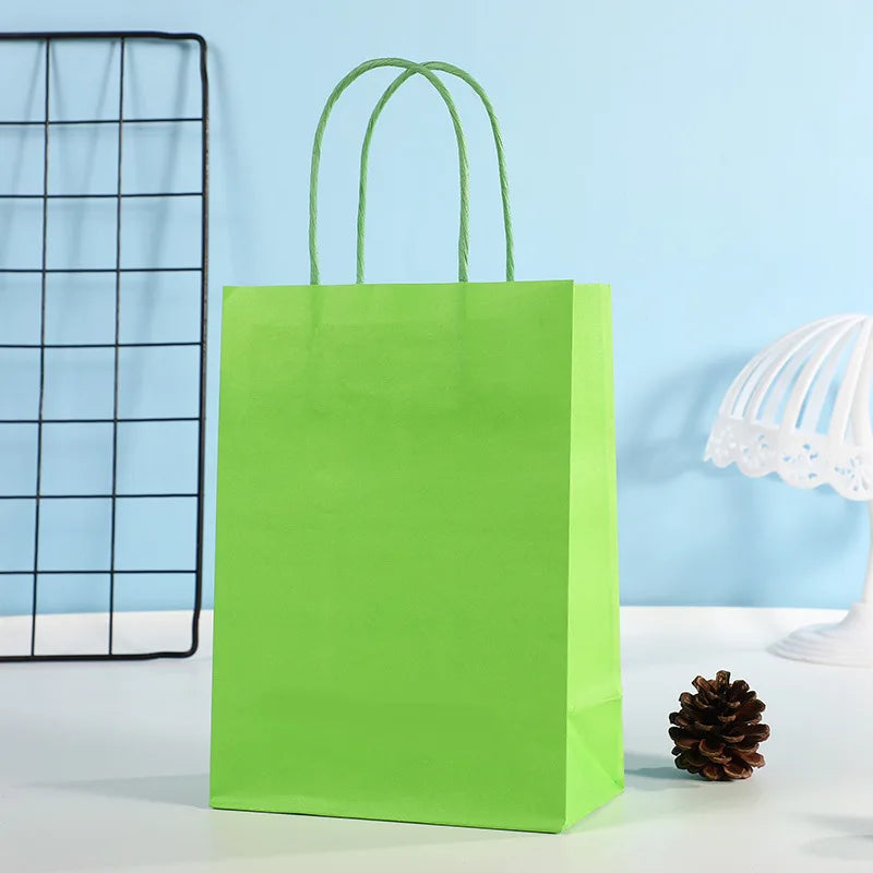 10pcs Candy Colorful Kraft Paper Gift Bag Wedding Party Decoration Gift Shopping Bags DIY Bag Festive Christmas Supplies