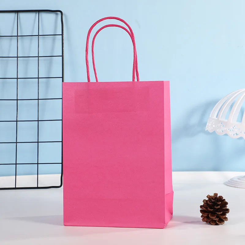 10pcs Candy Colorful Kraft Paper Gift Bag Wedding Party Decoration Gift Shopping Bags DIY Bag Festive Christmas Supplies