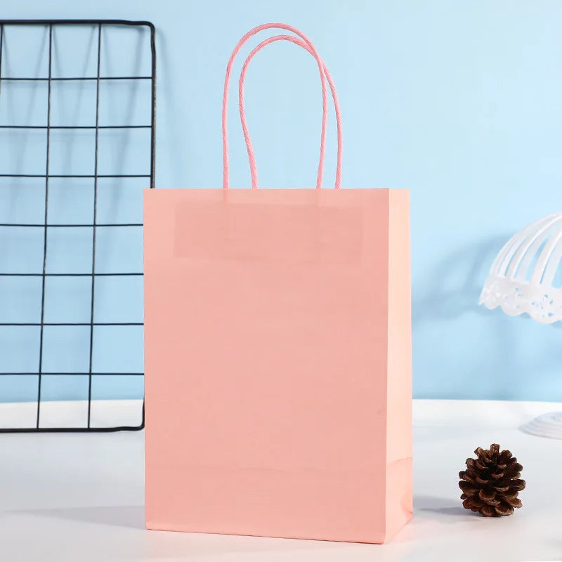 10pcs Candy Colorful Kraft Paper Gift Bag Wedding Party Decoration Gift Shopping Bags DIY Bag Festive Christmas Supplies