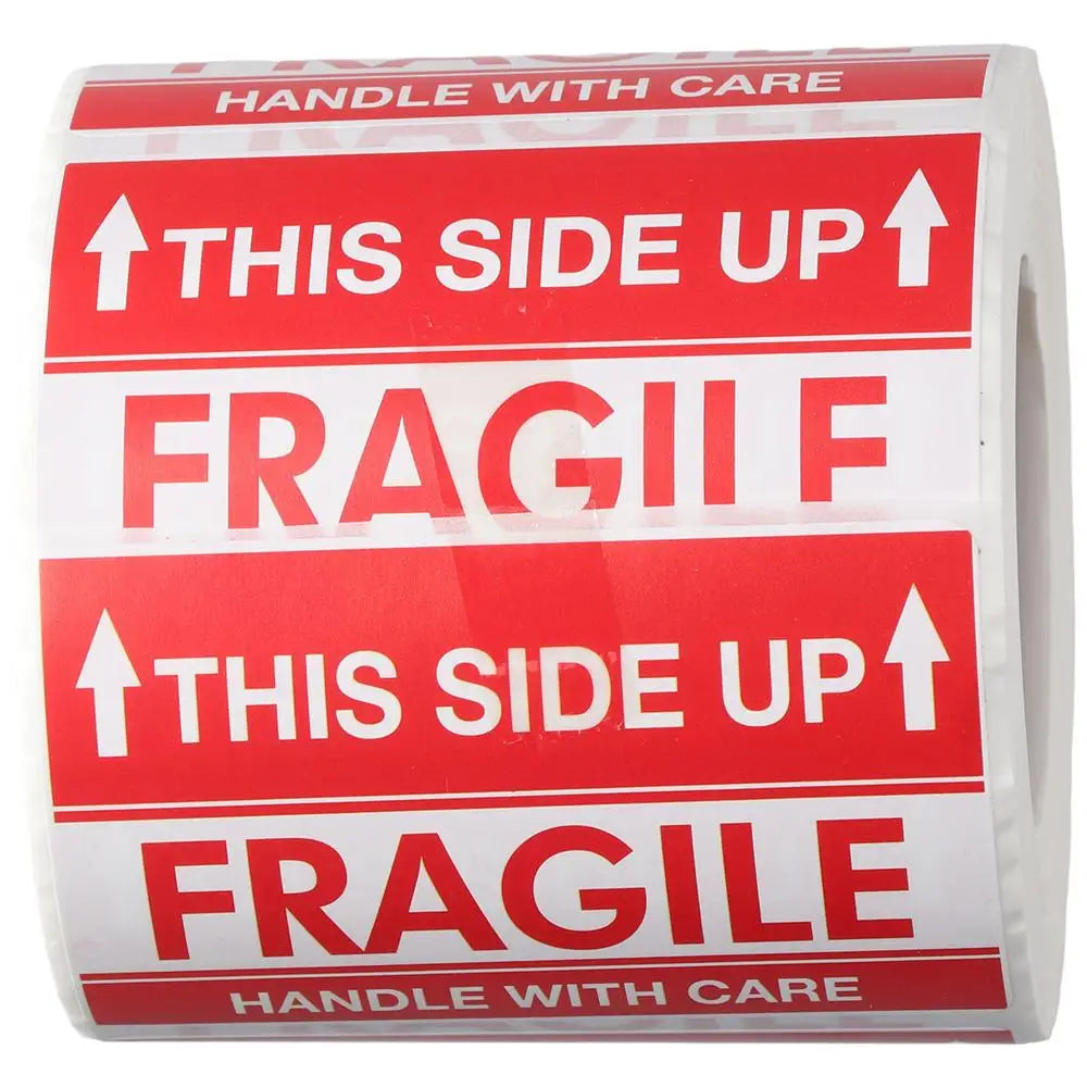 500 Pcs Warning Shipping Labels 2" X 3" Handle with Care Warning Stickers This Side Up Arrow Self- Adhesive Keep Away