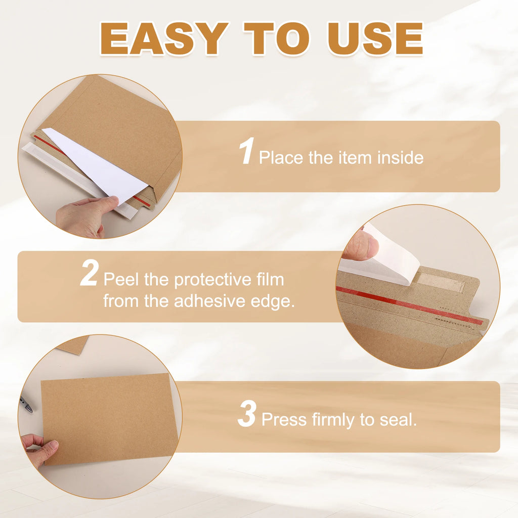25/100Pcs Cardboard Envelopes Rigid Mailers Self Seal Photo Document Mailers Stay Flat Shipping Envelopes Suit for Papers Files