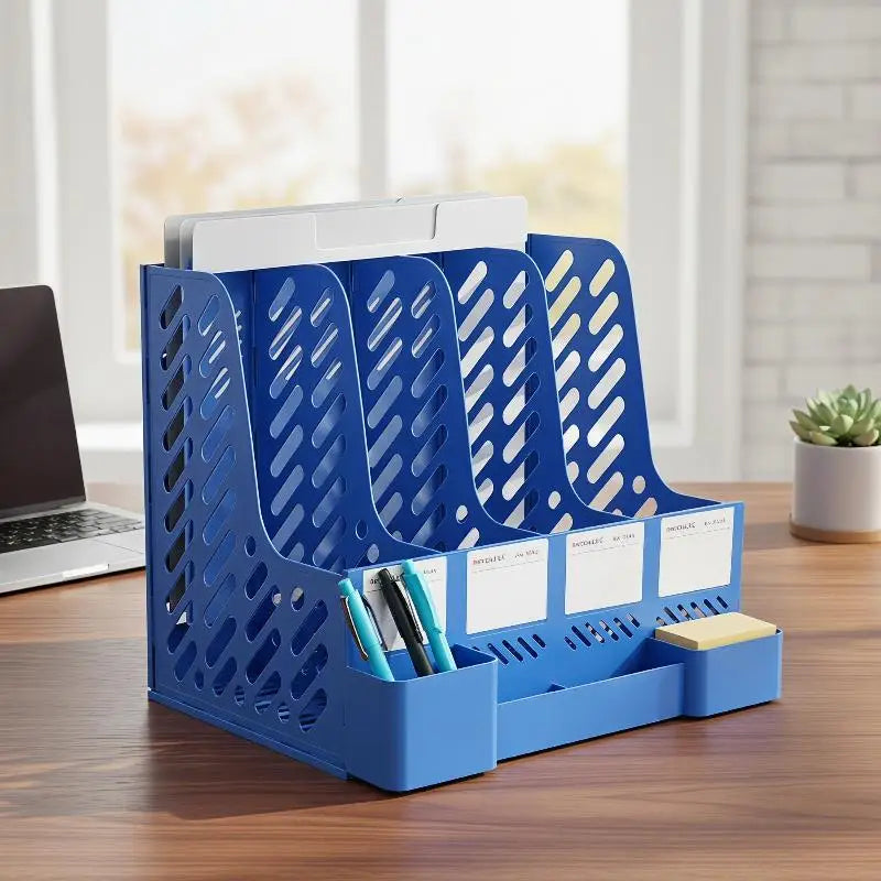 @*4 Column File Rack Holder Multifunctional Desktop Organizer for Books Art Supplies Sundries Office Home Studio