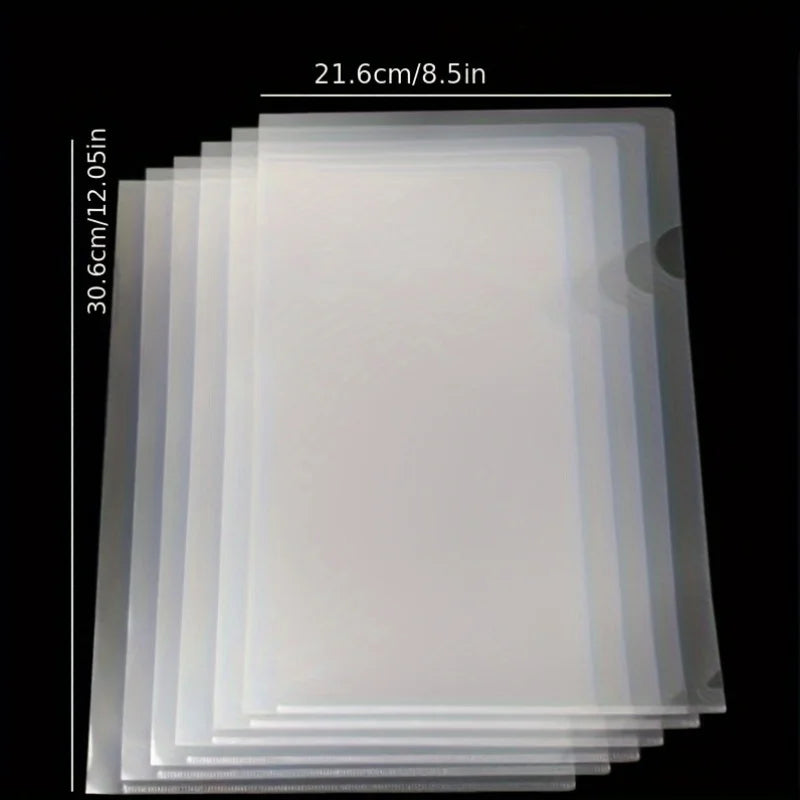 50-Pack PVC Waterproof L-Shaped Plastic Folders, A4 Document Holders and Rectangular Envelopes for Office Storage