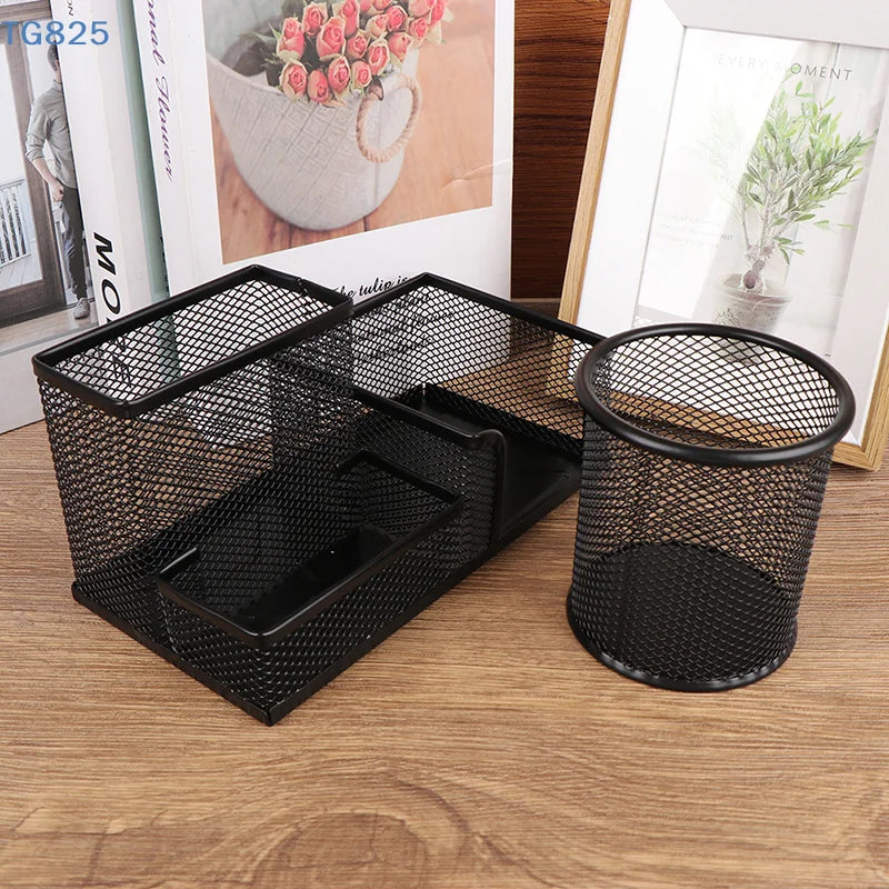 【SA】Desk Stationery Organizer Creative Metal Pen Holder Pencil File Storage Rack Storage Box Office Accessories Desktop Ornament
