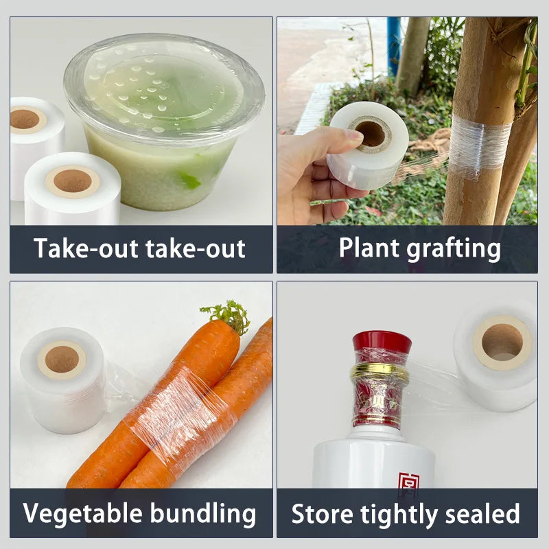 200 Meters Small Roll PE Stretch Film Sealing Film Protective Film Industrial Packaging Bottle Sealing Grafting