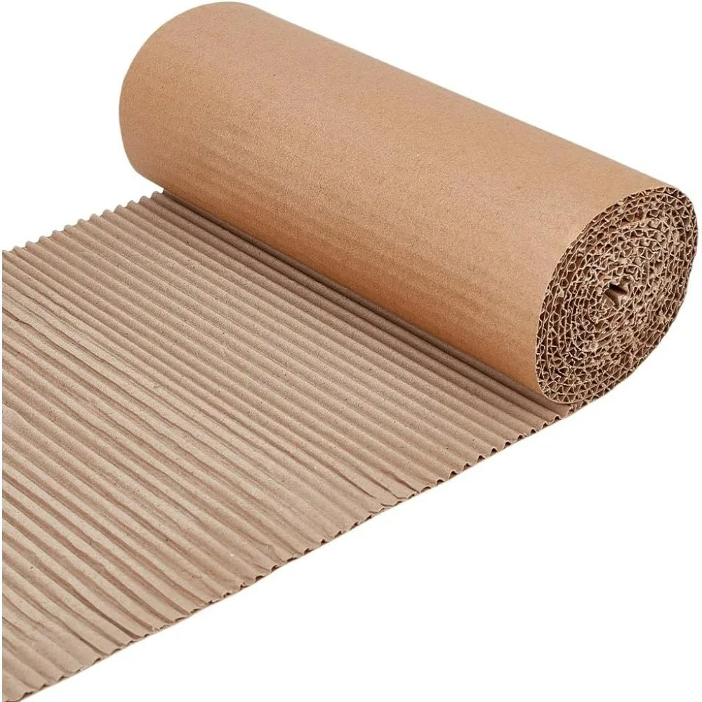 78.7 x 8.7 Inch Brown Single Face Corrugated Cardboard Roll Corrugated Wrap Paper for Gift Packing Storage DIY Crafts