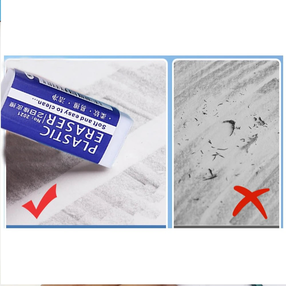 1-90Pcs 2B Pencil Erasers Soft Large PVC Rubber Eraser for School Office Kids Drawing Bulk Sketches Exam Correction Painting Art