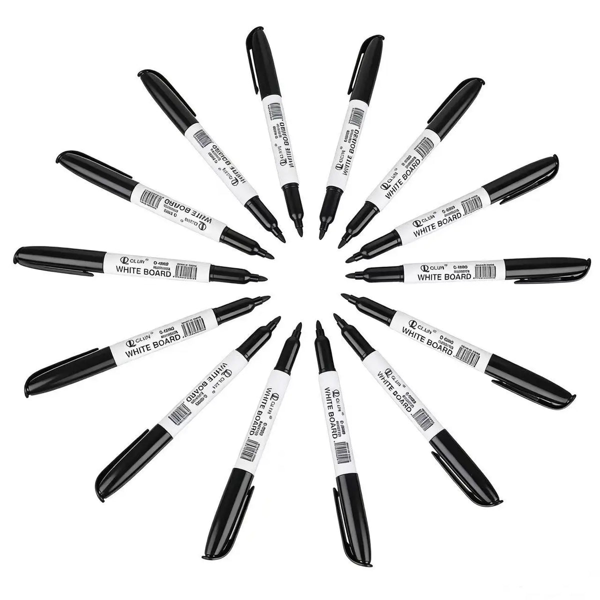 Erasable Black Whiteboard Markers 12 Pcs, Dry Erase Pens for Office School Teaching, Back to School Stationery