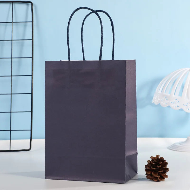 10pcs Candy Colorful Kraft Paper Gift Bag Wedding Party Decoration Gift Shopping Bags DIY Bag Festive Christmas Supplies