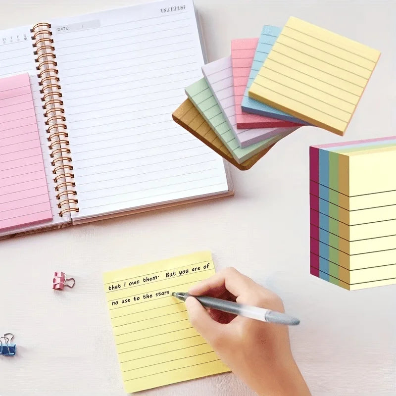 100/600 Pages Line Sticky Notes Multicolor Memo Pad Self-Adhesive Notepads for Students Office Home School Stationery Supplies
