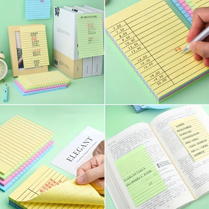 100/600 Pages Line Sticky Notes Multicolor Memo Pad Self-Adhesive Notepads for Students Office Home School Stationery Supplies
