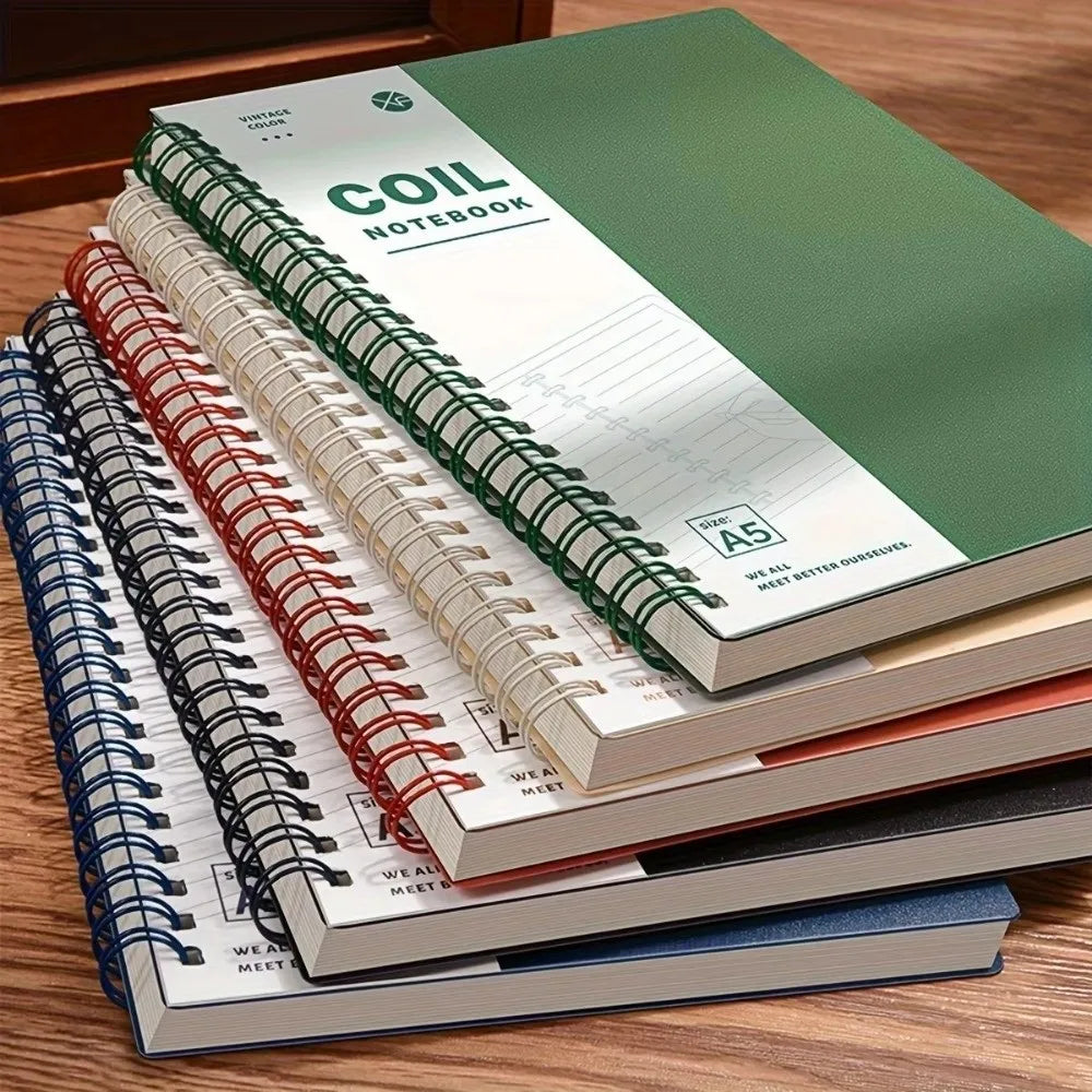 High Quality A5/B5 Spiral Notebook Thicken 120 Cream Pages Pocket Notebooks Lay-Flat Binding with Ring Binders Coil Notebook