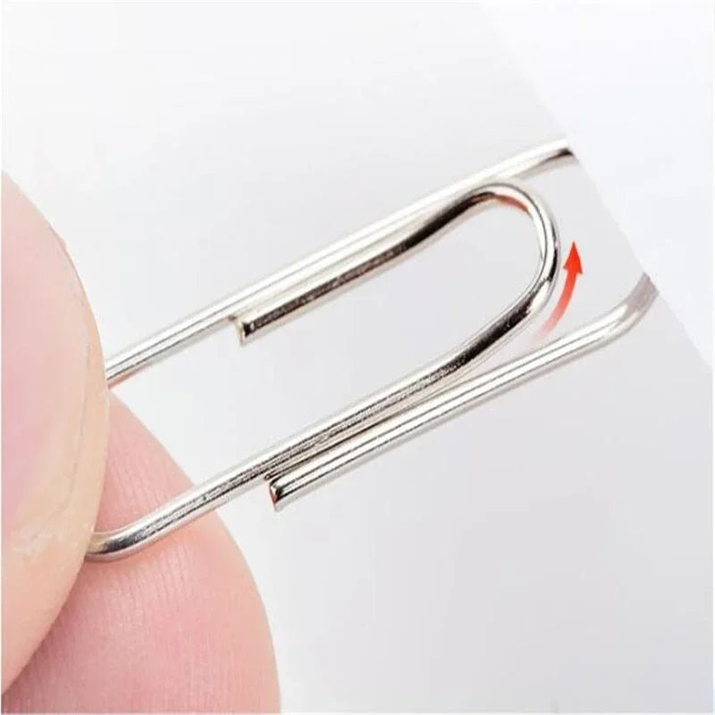 100/200/500PCS Metal Silver Paper Clips for Paperwork Stainless Steel Bookmark Paperclips Organizers Office School Supplies