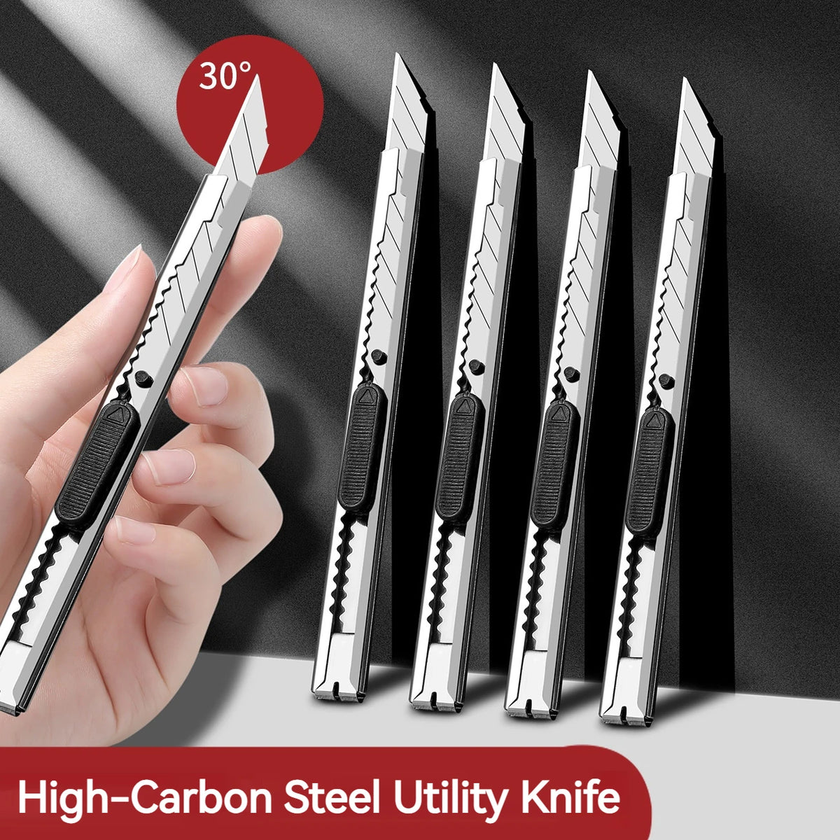 10/100Pcs Stainless Steel Utility Knife Set, Non‑Slip Box Cutter with Sharp Blades for Paper Cutting, Unboxing & Carving