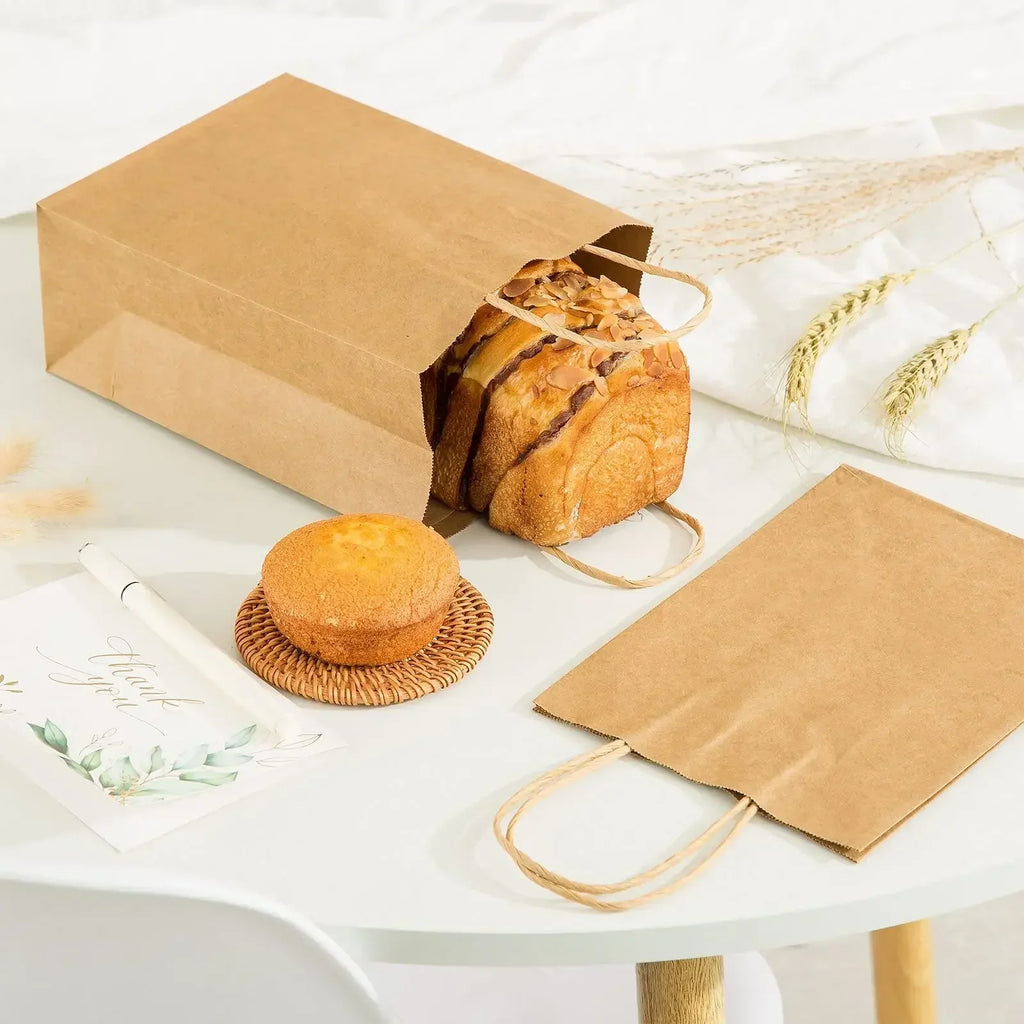 10/25/50 pcs kraft paper bags, portable gift paper bag with handles clothes food coffe Takeout packaging bag customized logo