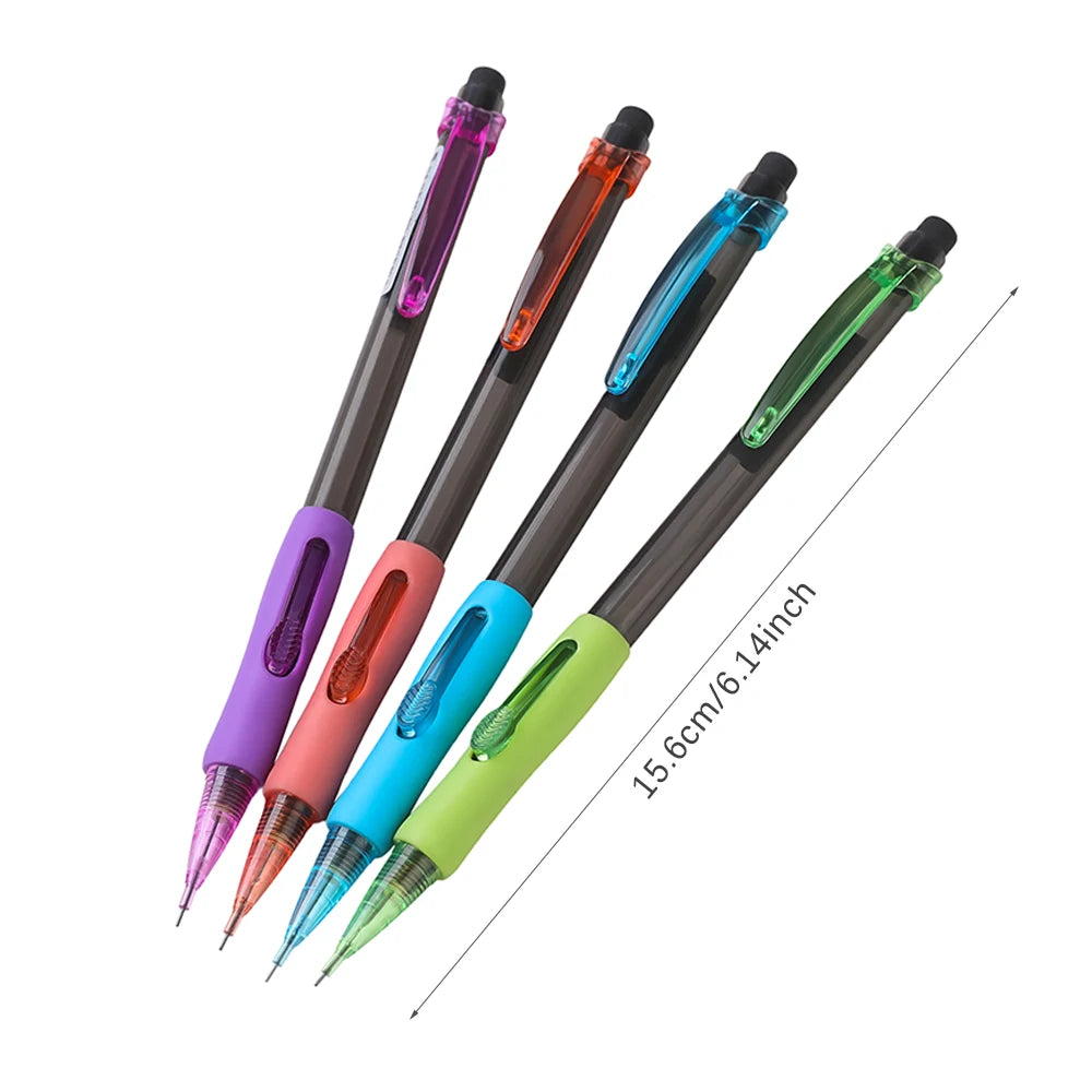 New 0.5 0.7 0.9mm Side Press Mechanical Pencils Set with 2box Lead,  Automatic Pencil Built-in Erase For Office Supplies