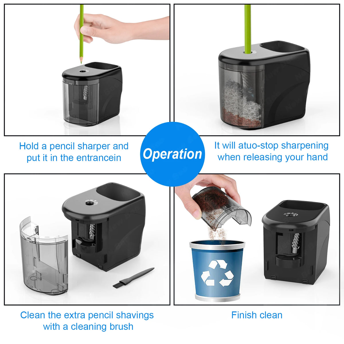 PS04 Electric Pencil Sharpener with Auto Start and Cleaning Brush Safe  Start Motor for School Classroom Office Artist Studio