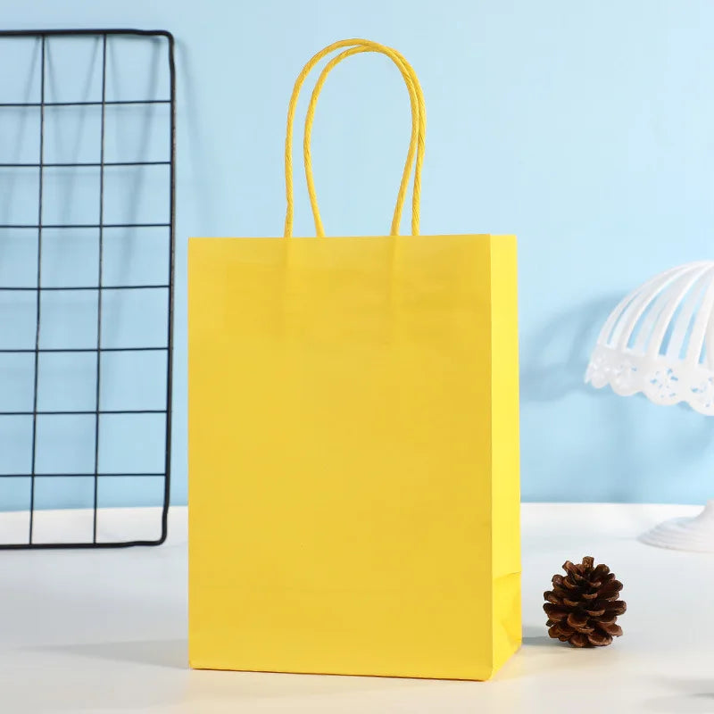 10pcs Candy Colorful Kraft Paper Gift Bag Wedding Party Decoration Gift Shopping Bags DIY Bag Festive Christmas Supplies