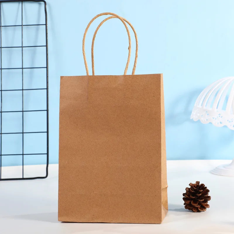 10pcs Candy Colorful Kraft Paper Gift Bag Wedding Party Decoration Gift Shopping Bags DIY Bag Festive Christmas Supplies