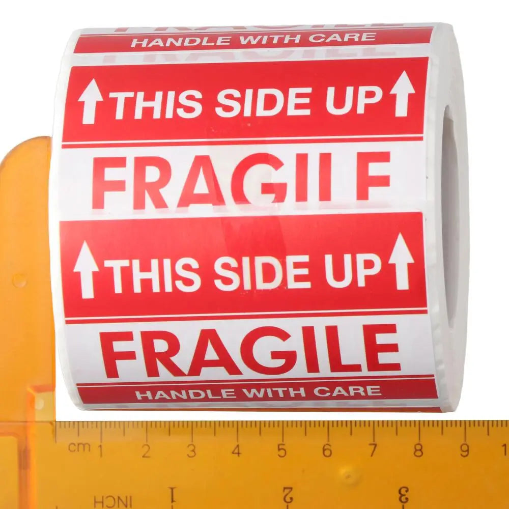 500 Pcs Warning Shipping Labels 2" X 3" Handle with Care Warning Stickers This Side Up Arrow Self- Adhesive Keep Away