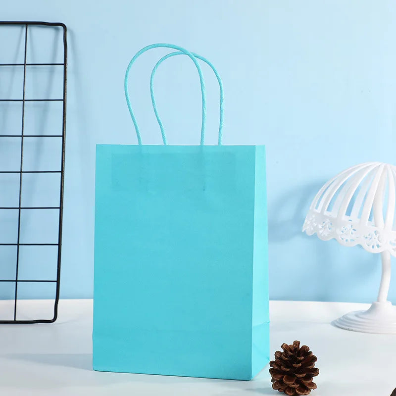 10pcs Candy Colorful Kraft Paper Gift Bag Wedding Party Decoration Gift Shopping Bags DIY Bag Festive Christmas Supplies