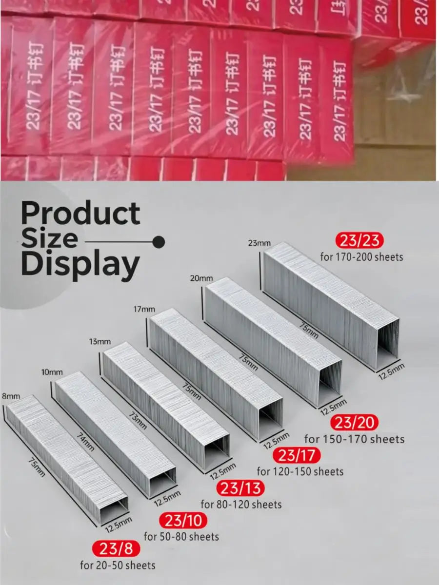 23 Series Heavy Duty Galvanized Staples, Multi Sizes 23/8 23/10 23/13 23/17 23/20 23/23 Stapler Refill Pins, Thick Paper Binding