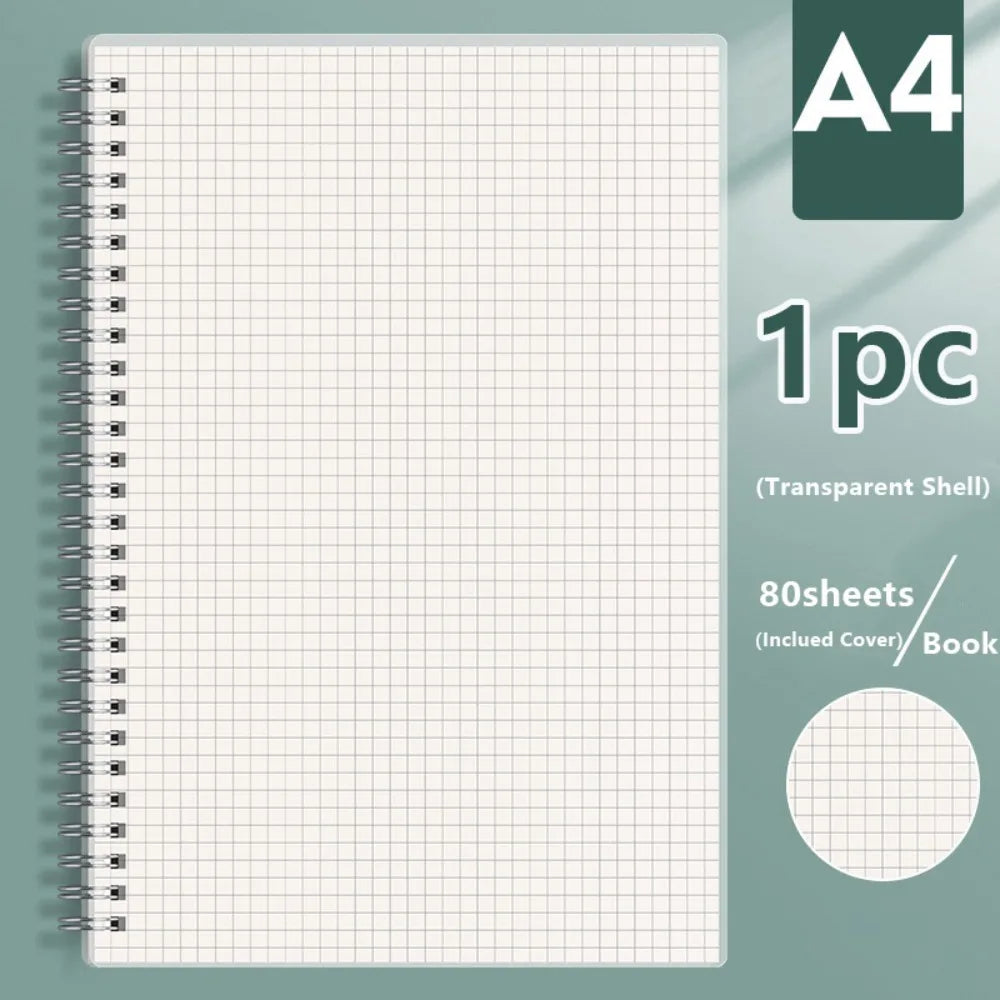Thickened A4/A5/A6/B5 Coil Notebook Grids/Blank/Horizontal Line Flip Over Design Sketchbook Memo Pad School Office Supplies
