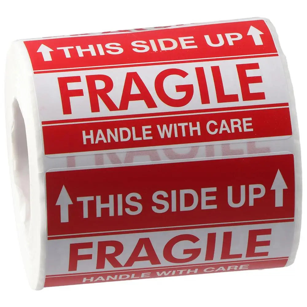 500 Pcs Warning Shipping Labels 2" X 3" Handle with Care Warning Stickers This Side Up Arrow Self- Adhesive Keep Away