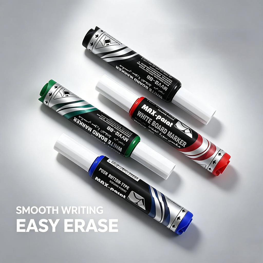 16/4pcs Push-Button Whiteboard Markers - Vibrant Quick-Dry Low-Odor Chisel Tip Pens for Office