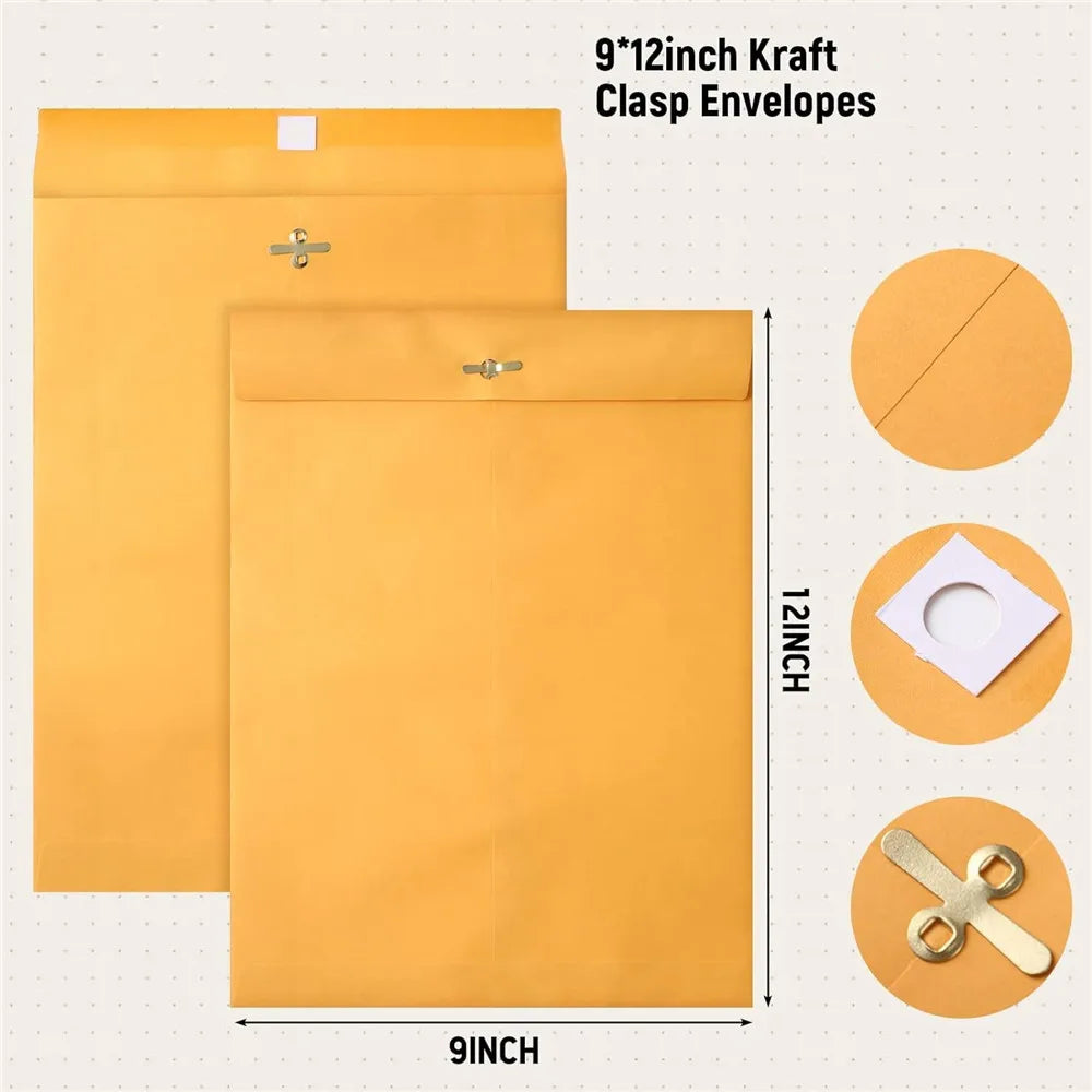 20pcs A4/A3 Golden Yellow Paper Envelope Large Clasp Envelope for Office Document Packaging