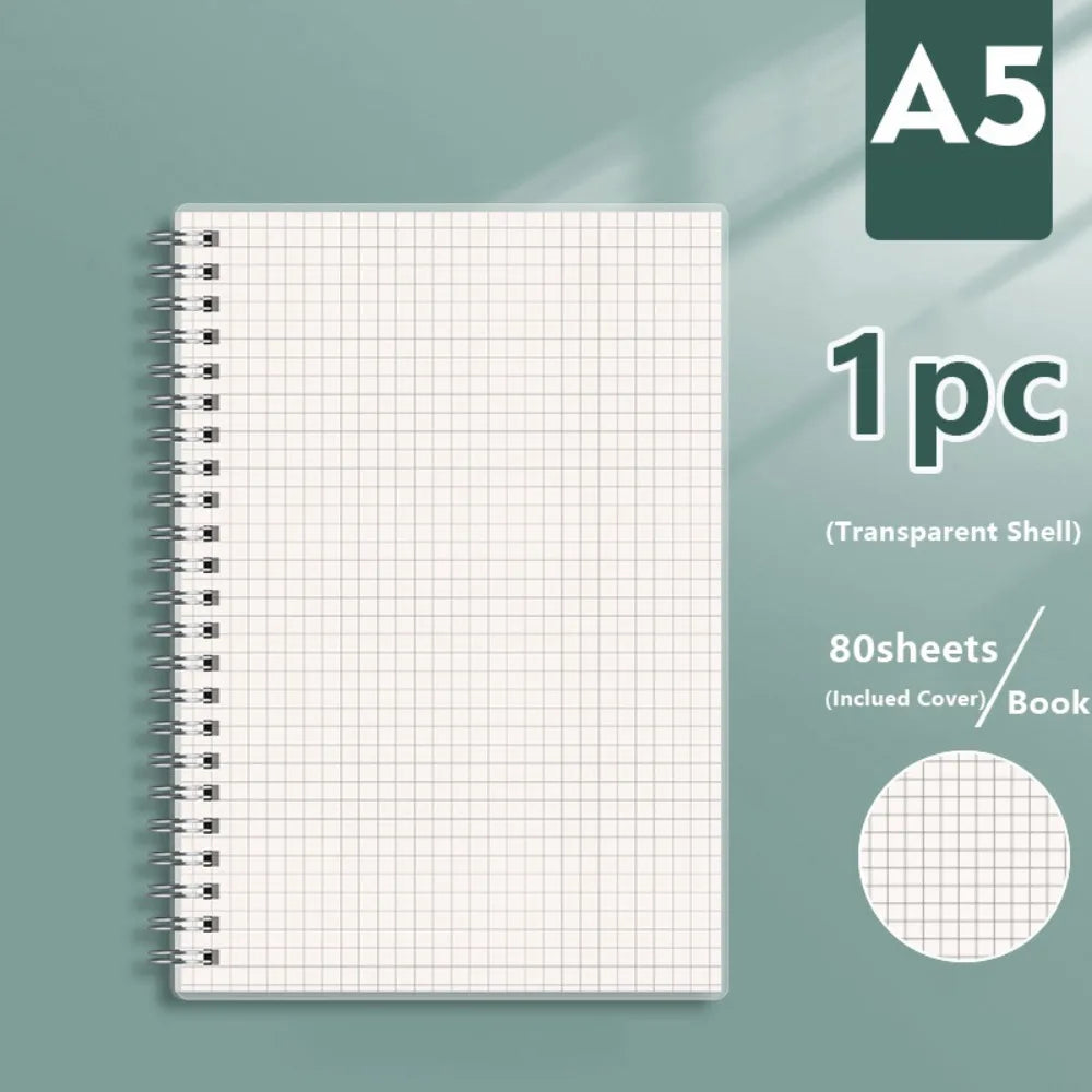 Multifunctional A4/A5/A6/B5 Coil Notebook Grids/Blank/Horizontal Line Flip Over Design Spiral Notepad Diary Book Students Gift